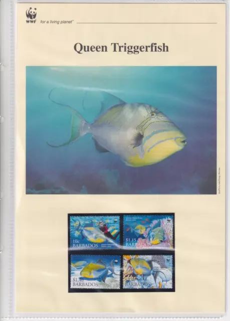 WWF4) Barbados World Wildlife Fund 2006 Queen Triggerfish stamps & FDCs