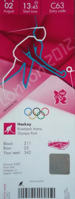 mint TICKET Olympia 2.8.2012 Women's Hockey China - Niederlande C63