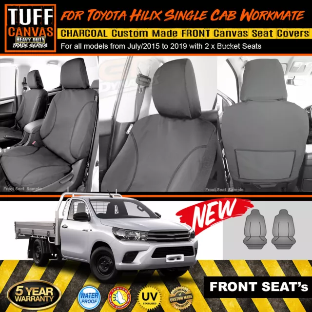 TUFF Trade Canvas Seat Covers for Toyota Hilux Single Cab GUN126R 2015-2024 CH