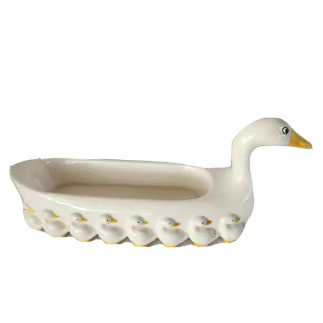 Vintage Fitz & Floyd Mother Duck and Ducklings Ceramic Cracker Snack Dish 13"L