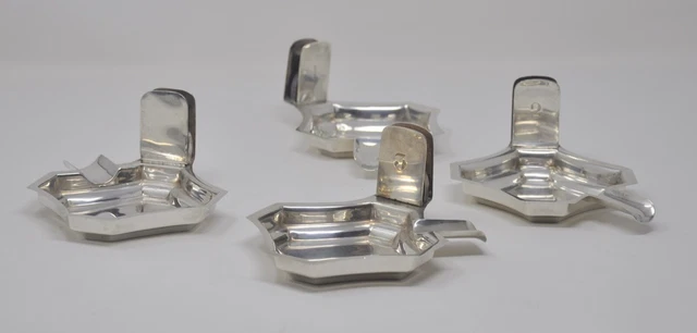 Asprey and Company antique set of 4 silver Bridge Ashtrays, Birmingham 1928