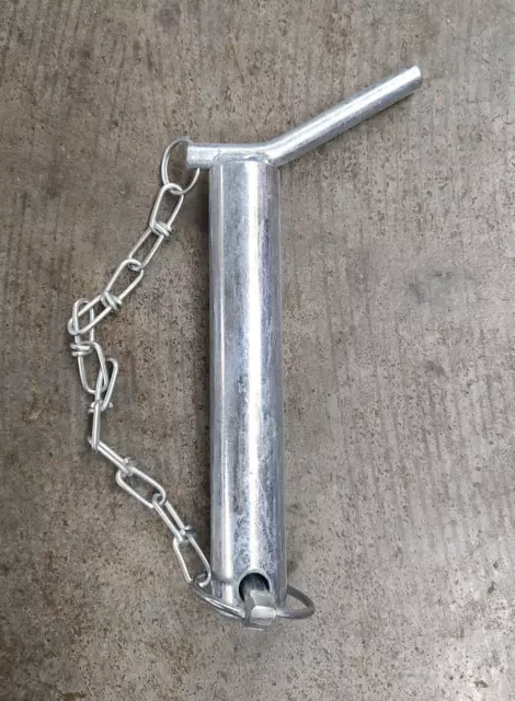 Hitch Pin with Bent Handle, Chain and Lynch Pin 1-1/4" Dia x 6-7/8" Long