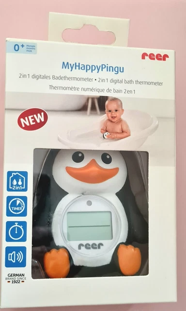reer 24041 My Happy Pingu 2in1 digitales Badethermometer