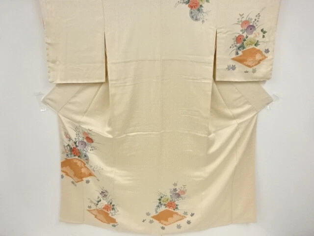 40187# Japanese Kimono / Kimono / Shibori / Embroidery / Flower & Genjigurum