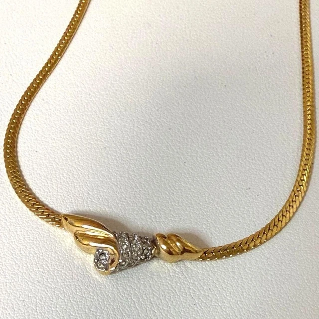 Collier Nina Ricci Plaqué Or Avec Cristaux - Forme Trèfle, Neuf Sans Emballage