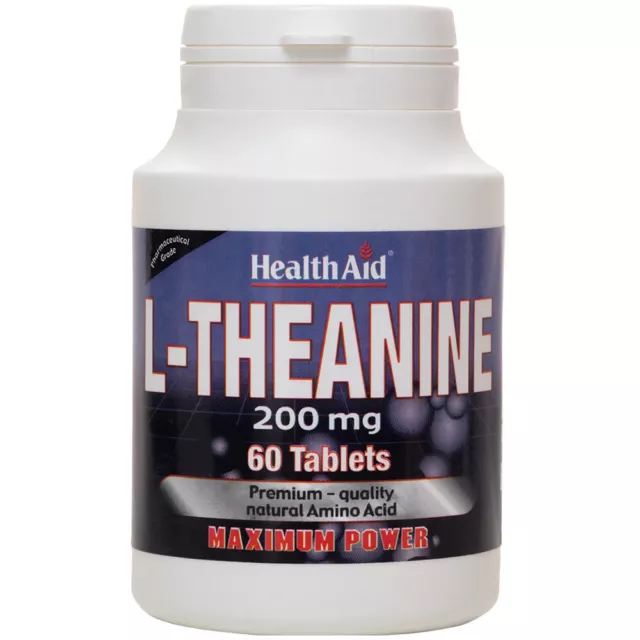 HealthAid L-Teanina 200 mg 60 tabletas vegetariano vegano libre de gluten trigo
