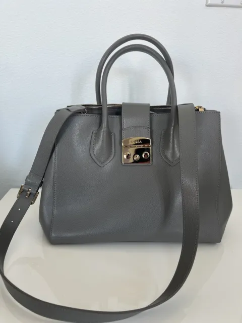 Furla Metropolis Tote Bag Large - Gray - Made in Italy - Mint Condition