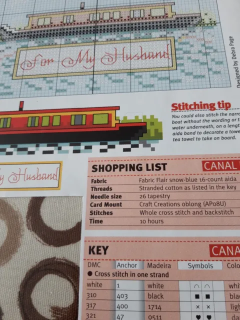 Mini Canal Boat - Barge design cross stitch chart only / M8
