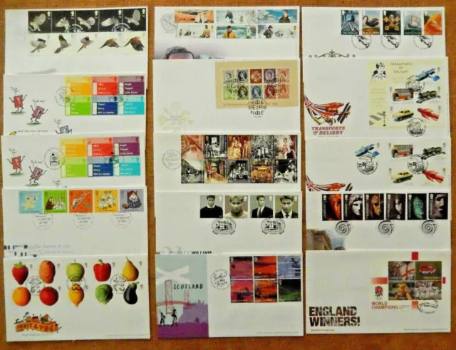 Gb 2003 Royal Mail Fdc Selection Unaddressed, Your Choice Of Cancellations