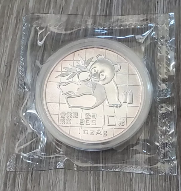 1989 Chinese Panda 10 Yuan 1oz .999 Silver Bullion Proof Coin Double Sealed Mint