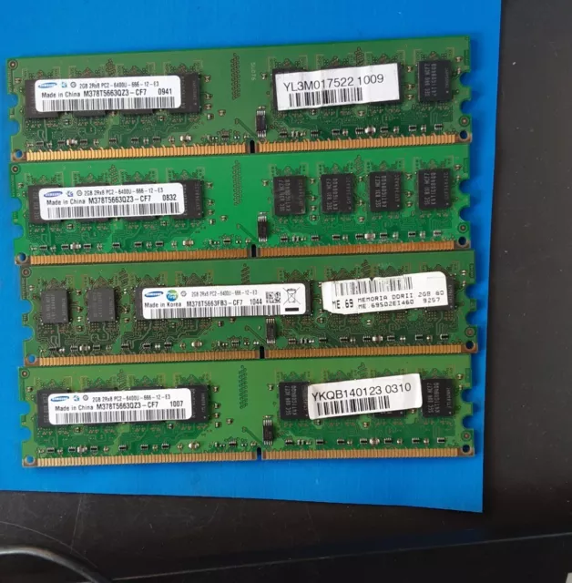 SAMSUNG KIT DIMM RAM 8Gb (4x2Gb) PC2-6400U DDR2-800Mhz 240pin M378T5663QZ3-CF7