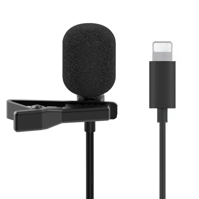 Lavalier Microphone For iPhone iPad Clip-On Lapel Podcast Content Recording