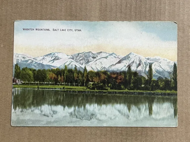 Postcard Salt Lake City UT Utah Scenic Wasatch Mountains Lake Reflection Vintage