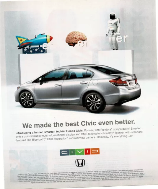 2013 Honda Civic White 4-door Sedan Vintage Print Ad