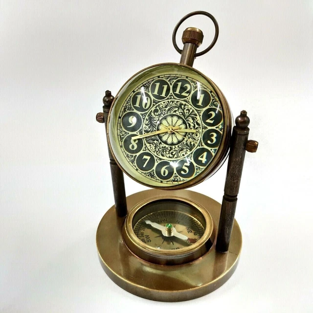 Télescope Miniature En Laiton – Alidade Avec Boussole, Collection Nautique Antique