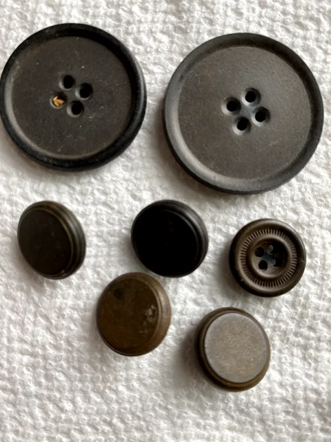 1851 Hard Rubber 7 Buttons - marked Goodyear's P=T  N. R. Co. pre-Civil War