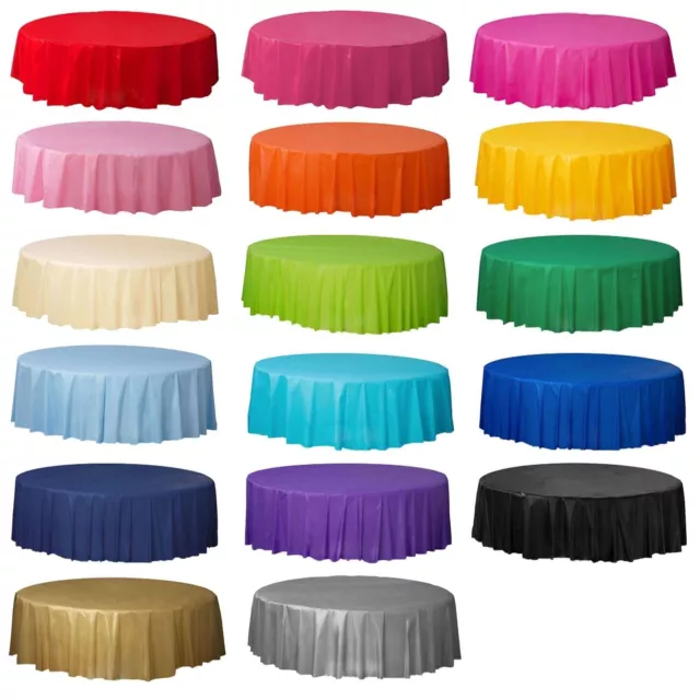 Round Solid Colour Plastic Table Covers Cloth Tablecloth Wedding Birthday Party