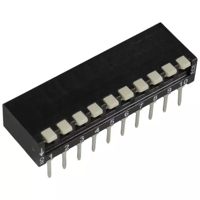 ECE EPH-110-LZ DIP-Schalter 10-polig Piano 24V DC 25mA DIL Switch RM2,54 855926