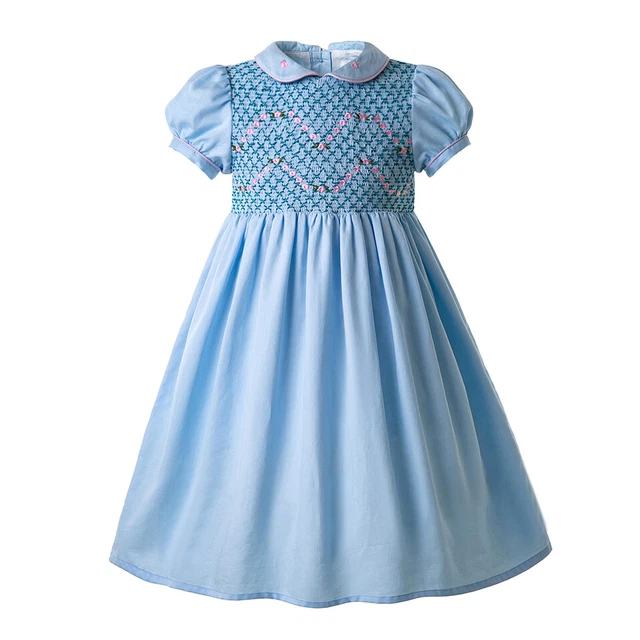 Spanish Girls Hand-Smocked Dress 2 3 4 5 6 7-8 9-10 11-12 Years Summer Dresses