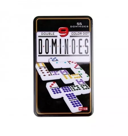 Domino doble 9 con 55 fichas caja de metal juego de mesa