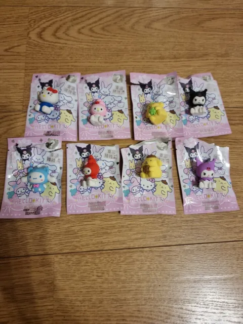 8 Hello Kitty Sanrio and Friends Surprise Mini Rubbers From Blind Bag Opened
