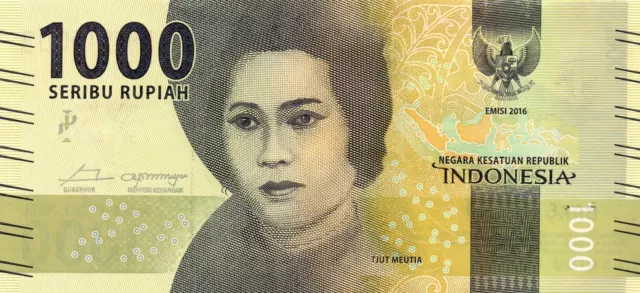 INDONESIA 1000 Rupiah 2016 (2017) P154 Tjut Meutia UNC Banknote