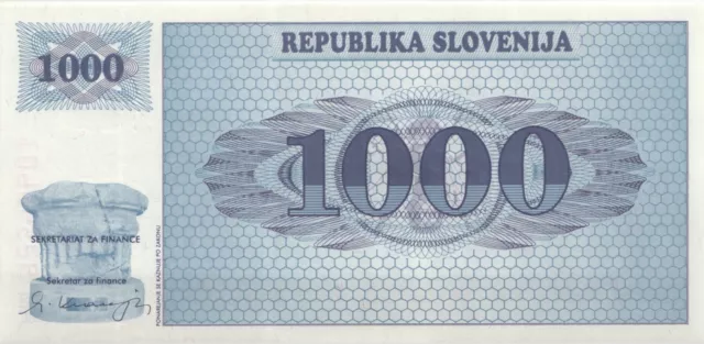 Slowenien / Slovenia P.09s1 1000 Tolarjew 1992 Specimen (1) UNC