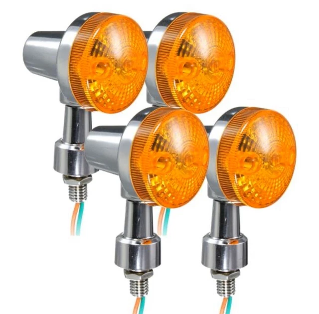 Clignotants Moto Vintage Qiilu - 12V 5W, Couleur Rouge Ou Jaune, En Métal - Universels Pour Moto Et SUV - Style Rétro Facile à Installer