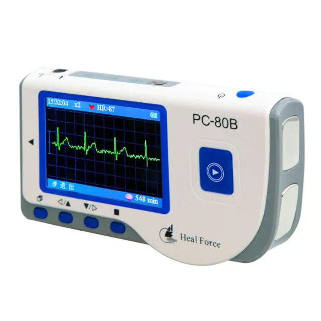 80B Handheld Easy EKG ECG Portable Heart Monitor+ECG Cable Continuous Monitoring