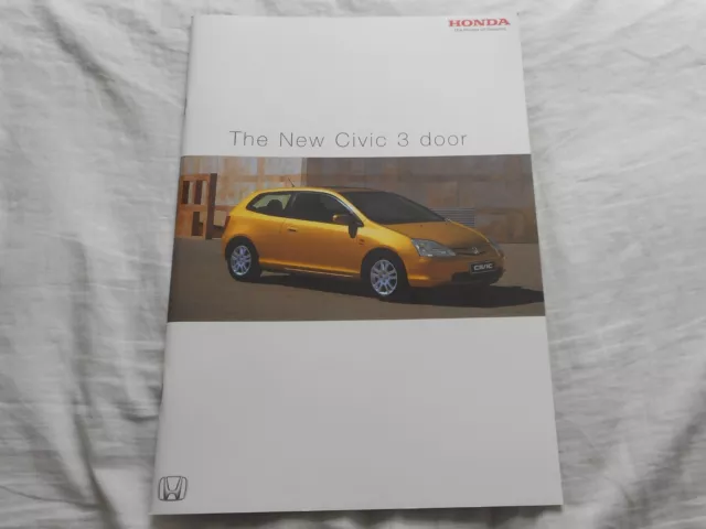 2001 Honda Civic 3-door UK Car Sales Brochure, collectible, vintage, excellent