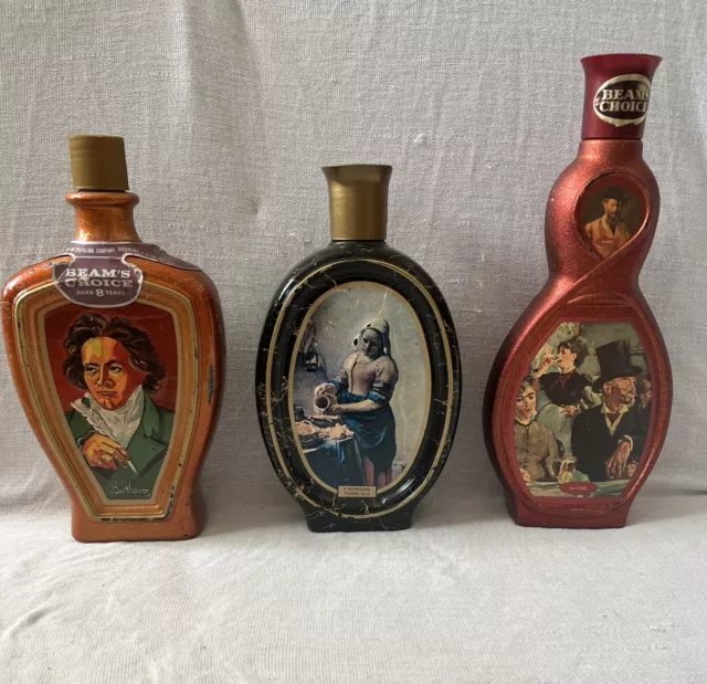 Vintage Jim Beam/Beam's Choice Glass Decanter Bottles Lot of 3