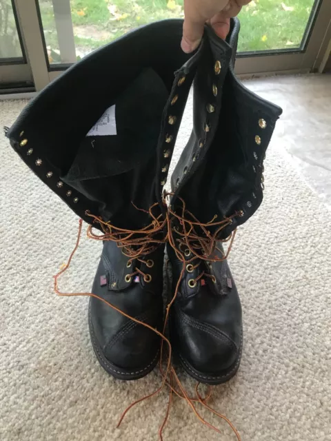 CAROLINA LINESMAN BOOTS Vintage Size 8 CUSTOM SILVER Leather