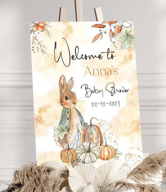 PETER RABBIT FALL Baby shower A3 welcome sign, pumpkin banner, backdrop ...
