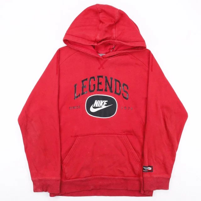 Felpa con cappuccio NIKE donna Legends pullover rosso semplice grande logo L