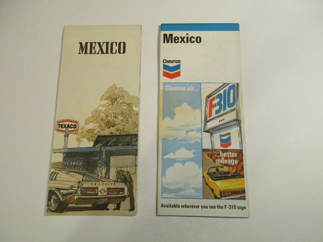 Lot of 2 Vintage Texaco & Chevron Mexico Oil Gas Station Travel Road Maps~Box L7