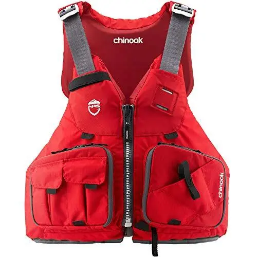 NRS Chinook Fishing Kayak Lifejacket PFD-Red-XS/M