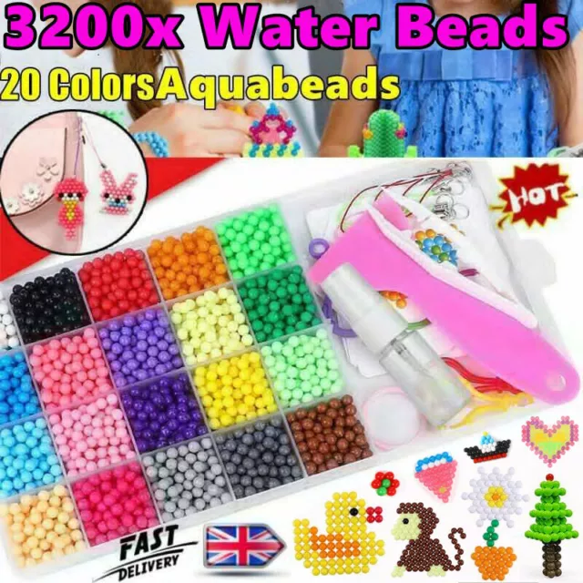 3200x Water Fuse Beads Set Refill Compatible Magic Water Sticky Beads Xmas Gift