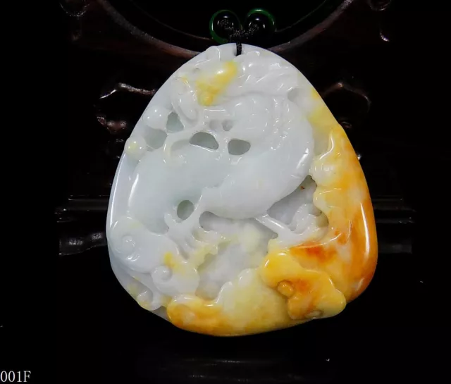 CERTIFIED NATURAL HAND-CARVED A Jadeite Pendant Jade Necklace Qylin ...