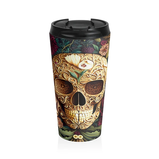 3D Skull Stainless Steel Travel Mug