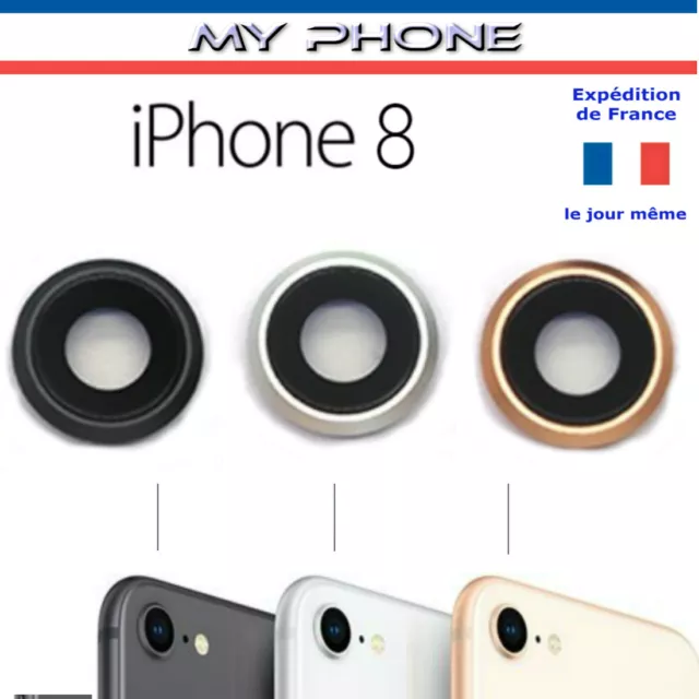 VITRE CACHE CAMERA IPHONE 8 ARGENT, ROSE/OR, NOIR Apple lentille photo en verre