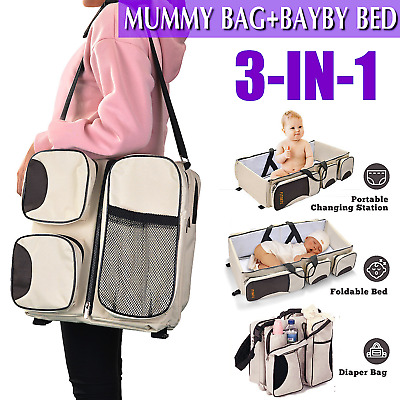 Multi-Function Baby Diaper Bag Portable Travel Bassinet Foldable Changing Mat