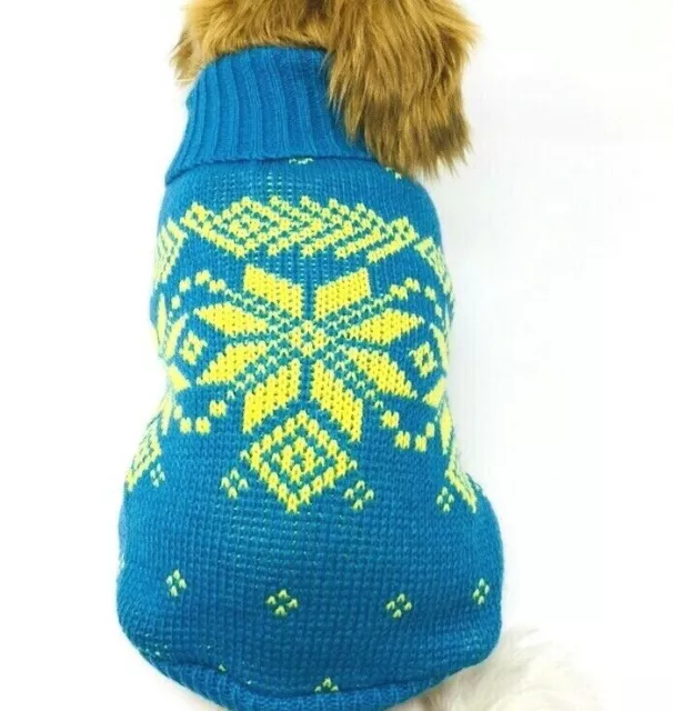 Dog Puppy Knitted Sweater For Small Dogs  Winter Warm   Blue Yellow  S M L