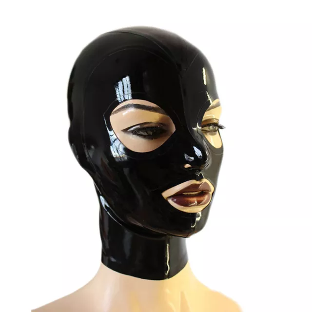 US Unisex Latex Zipped Hood Mask Head Cover Open Eyes Mouth and Nostrils,Cosplay