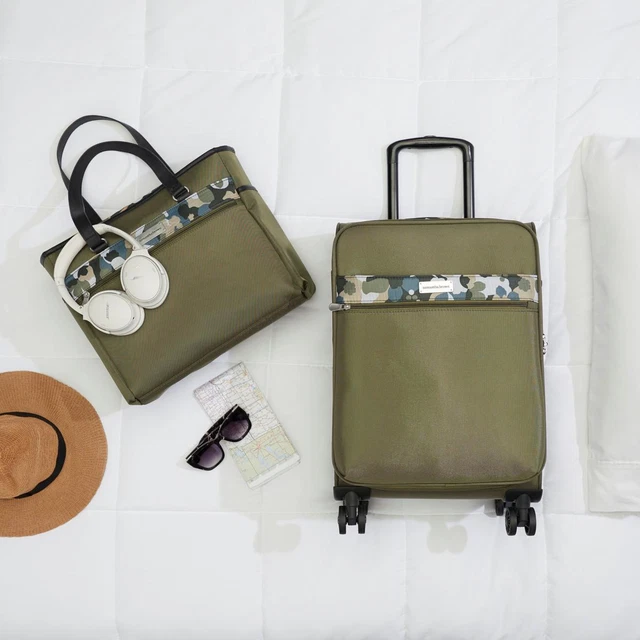 Samantha Brown 22" Spinner with Satchel 2-piece Set Olive Geo Camo NWT 3