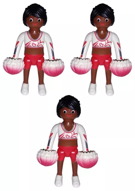 LOTE 3 PLAYMOBIL 9333 Figura Cheerleader/Animadora y Pompones. SUELTAS,MONTADAS.