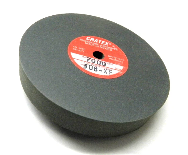 Cratex 308XF 3" x 1/2" x 1/4" X-FINE Grade Green Wheel Rubberized S/C Abrasive