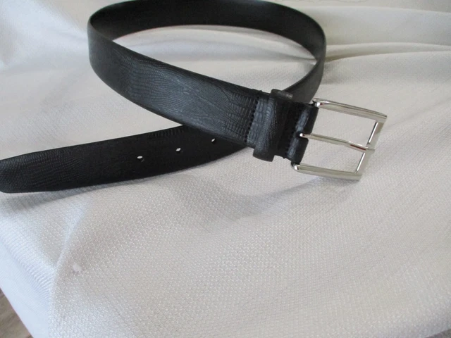 RIVERSIDE Park Men's belt 32" genuine leather belt black lizard embos made italy