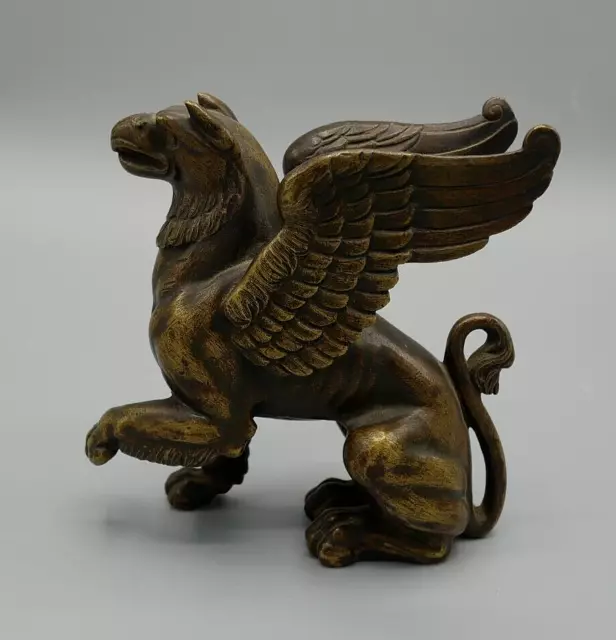 GRIFFIN GARGOYLE GRYPHON Mythical Wing Lion Antique Bronze Statue ...