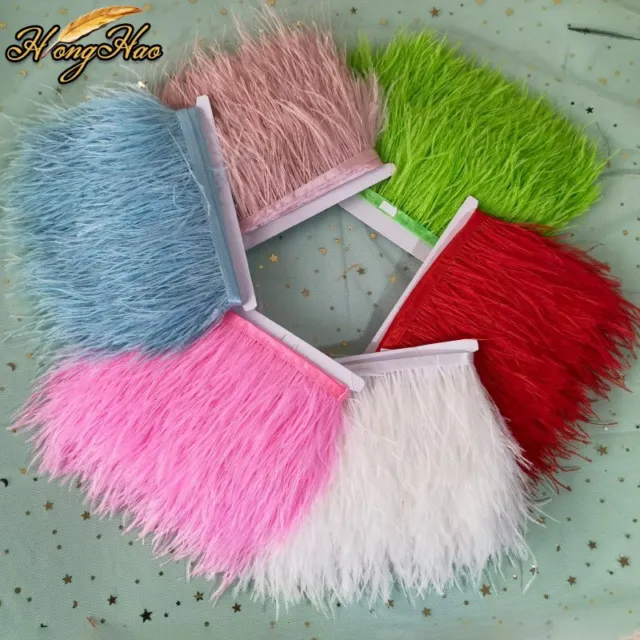 Multi Color Ostrich Feather - Trim Ribbon Craft Decoration White Sewing Feathers