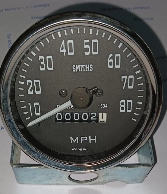 SMITHS REPLICA SPEEDOMETER Royal Enfield Motorcycle 080 MPH Black BSA